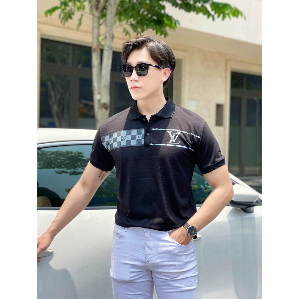 ÁO THUN POLO NAM LOGO NV PHỐI SỌC CARO