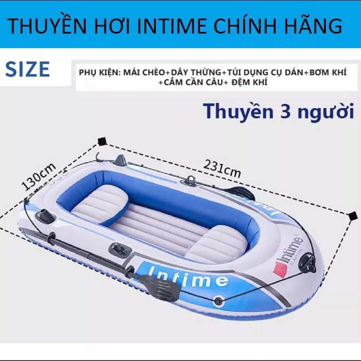 [TẶNG BƠM ĐIỆN 2 CHỀU HÚT- THỔI] Thuyền hơi, xuồng câu cá, dã ngoại cho 3 - 4 người, đủ phụ kiện đi kèm