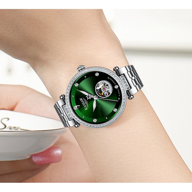 Đồng hồ nữ chính hãng Kassaw K888-3 Full box ,Kính sapphire ,chống xước ,Chống nước 50m ,Bh 24 Tháng,máy cơ ( Automatic)