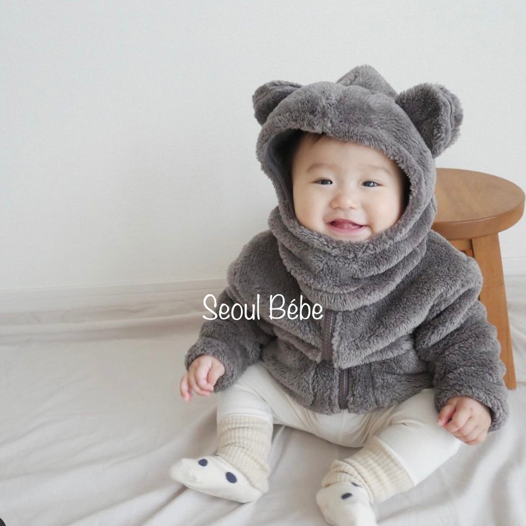 [SALE XẢ] Mũ lông gấu chui đầu che cổ kín gió mũ lông fleece made in Korea