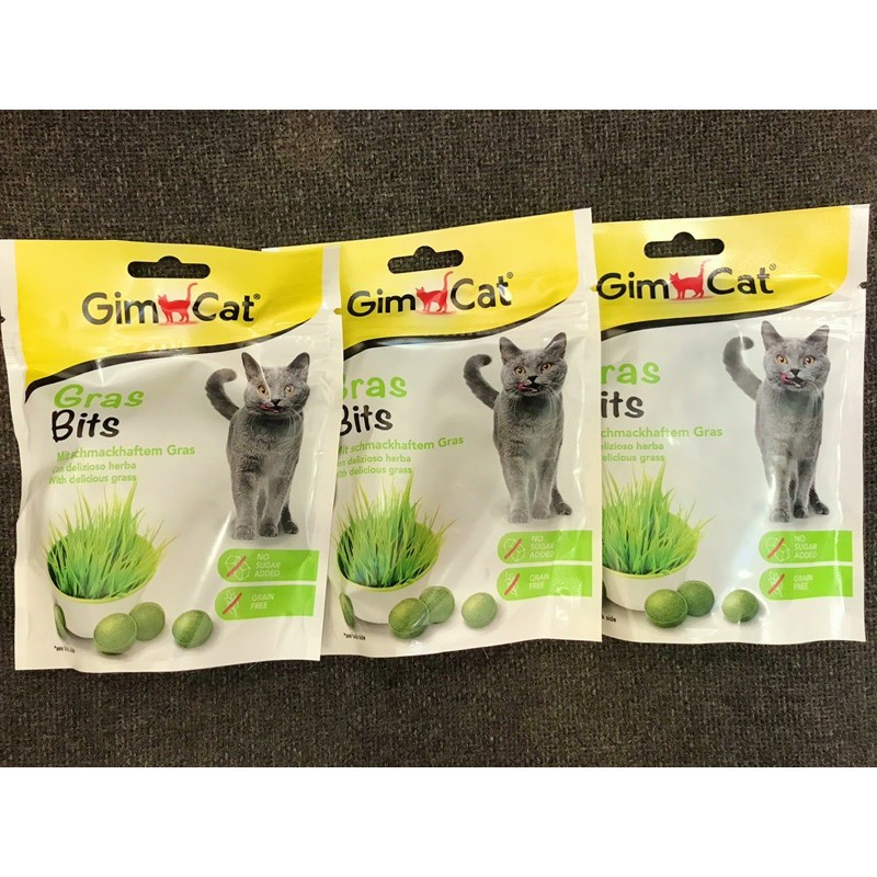 140gr - Viên cỏ mèo GimCat Gras Bits hương vị thơm ngon khó cưỡng mà còn kích thích mèo chơi gras bit