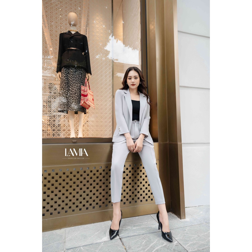 SET VEST NỮ TAY DÀI DÁNG XUÔNG PHỐI QUẦN BAGGY XANH NGỌC LAMIA DESIGN LE111 | BigBuy360 - bigbuy360.vn