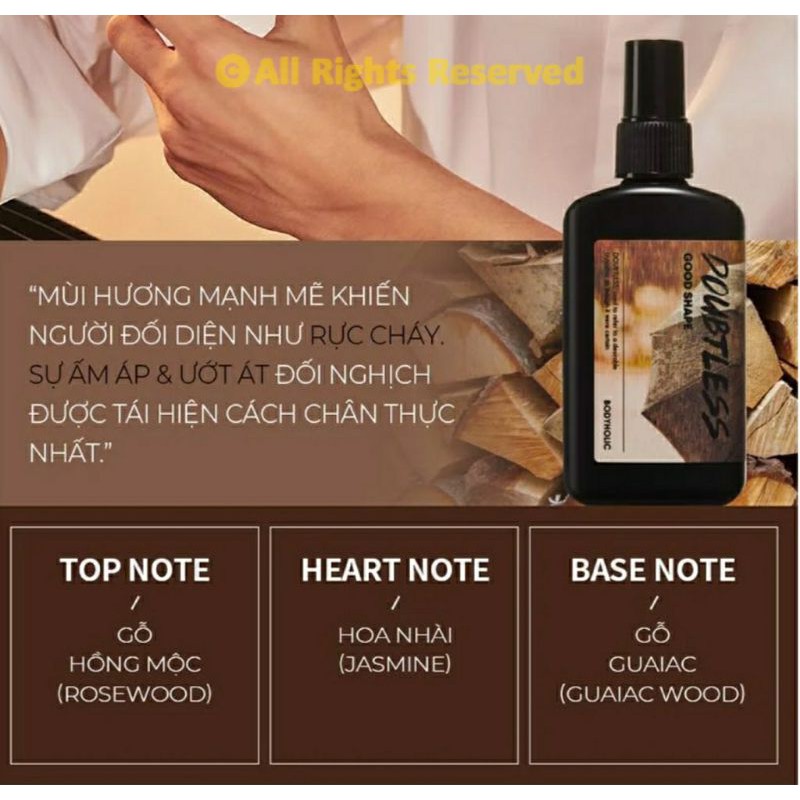 Body Mist Nam Xịt thơm toàn thân, xịt thơm quần áo, tóc cho nam Bodyholic Doubtless Hair & Body Mist LOVESKINCARE VN