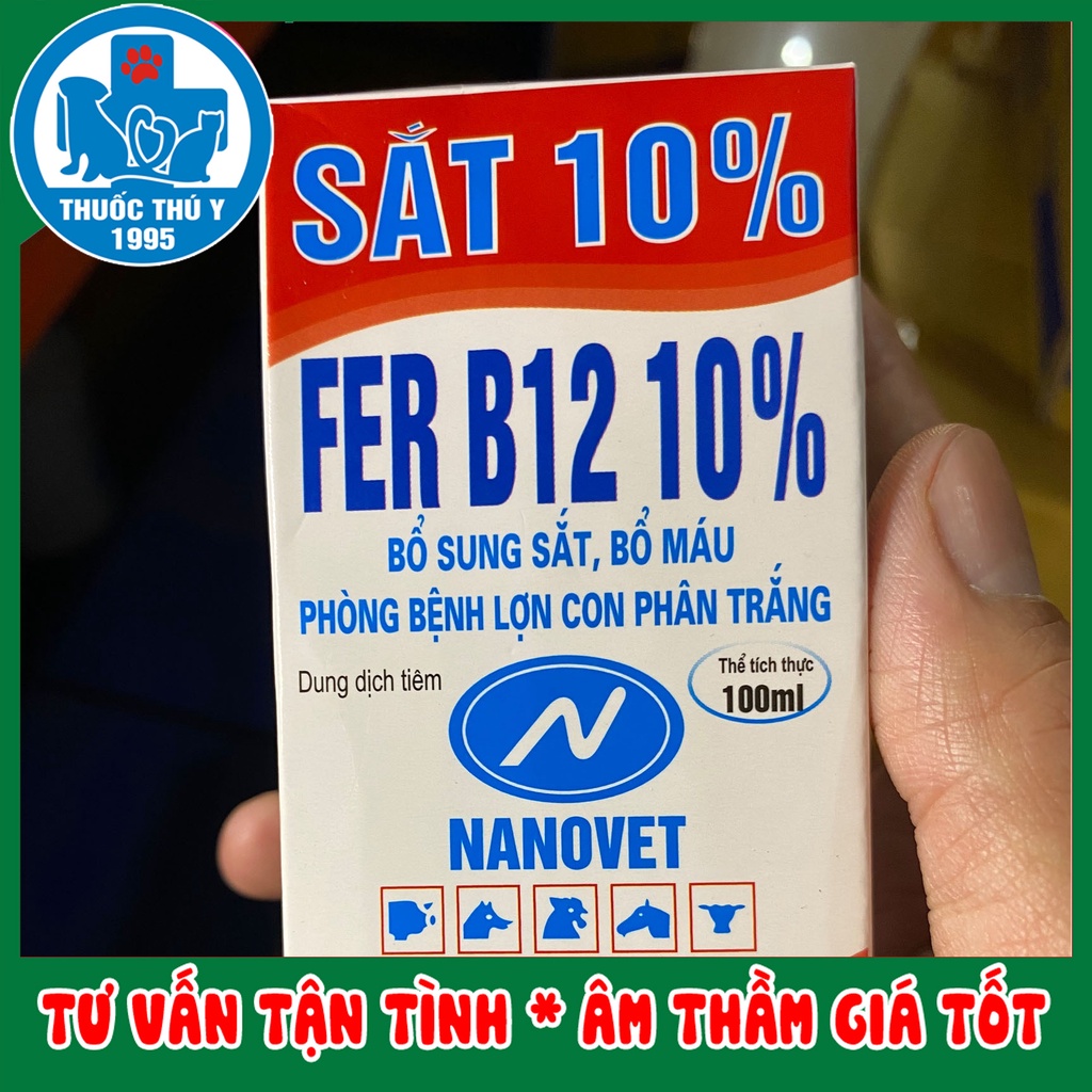 Hộp chai Sắt 10% 100ml Bổ máu, bổ sung sắt, phòng thiếu máu do thiếu sắt, hồi phục thú bệnh