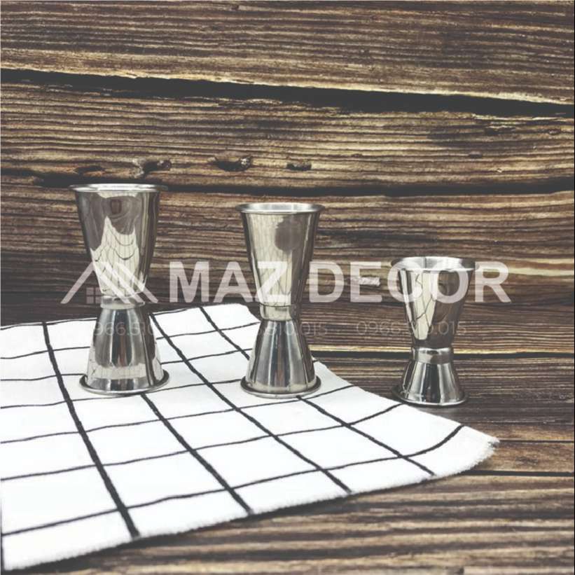 Sỉ giá tại xưởng Jigger ly inox đong rượu 2 đầu uốn 3 cỡ 15/30 - 20/40 - 25/50 100% inox