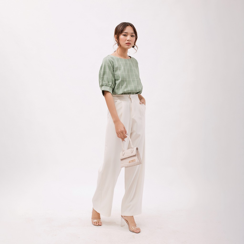 [Mã WABRM4  giảm 15% tối đa 50k đơn 150k] Áo Kiểu Nữ Công Sở Thời Trang Eden Caro Phom Rộng Phối Nút - Asm063 | BigBuy360 - bigbuy360.vn