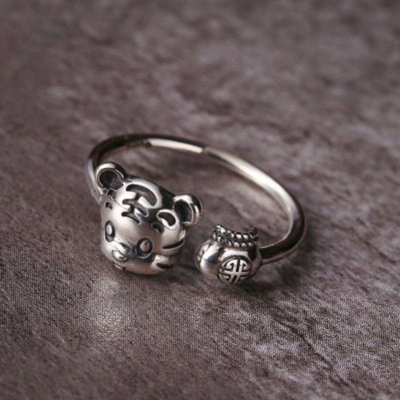 Nhẫn hở hình con hổ dễ thương có thể điều chỉnh kích thước cho nam và nữ