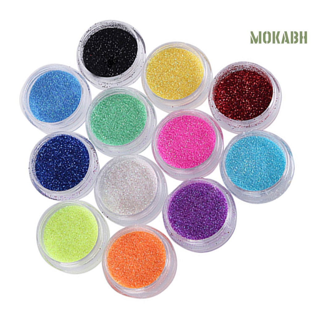 Set 12 Hộp Bột Kim Tuyến Lấp Lánh Dùng Để Trang Trí Móng Nghệ Thuật