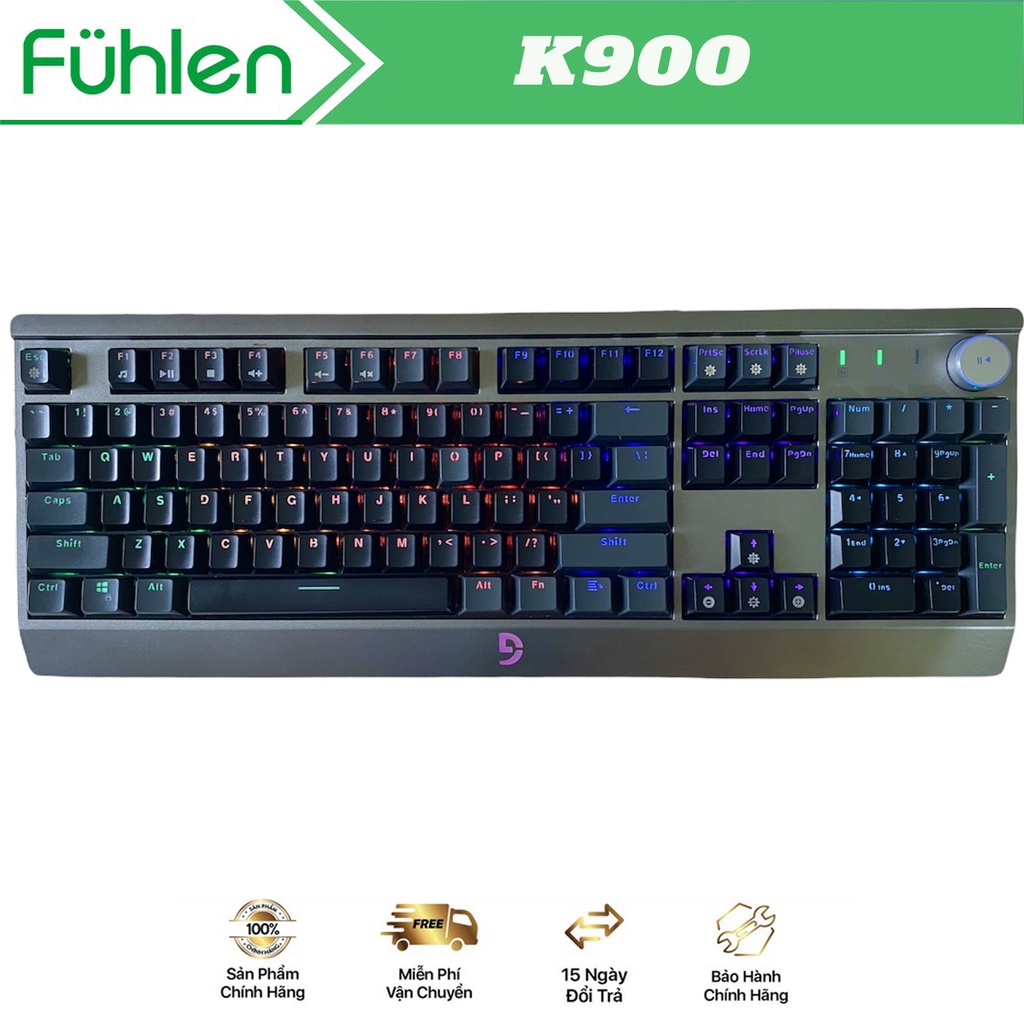 Bàn Phím Cơ Gaming Fuhlen K900- Like New Có Núm Xoay Tiện Lợi, Led Viền Siêu Đẹp