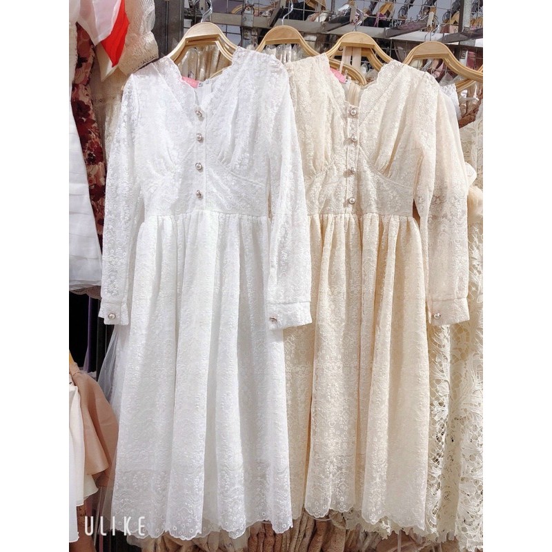 Đầm Ren Thiết Kế Hai Lớp Dáng Dài , Váy Ren Thiết Kế Cổ V Dài Tay Phong Cách Vintage | BigBuy360 - bigbuy360.vn