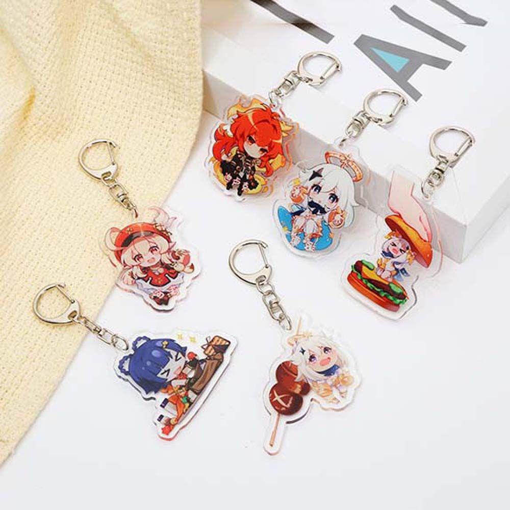 Móc Chìa Khóa Xe Hơi DARNELL Genshin Va Chạm Hung Klee Diluc Dễ Thương Giá Đỡ