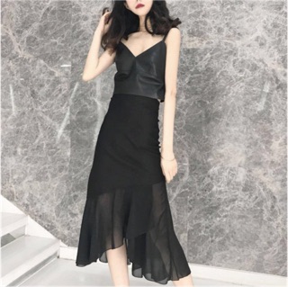 Chân váy voan lệch tà