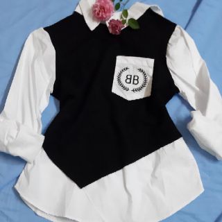 Áo sơ mi BB phối thun co giãn
