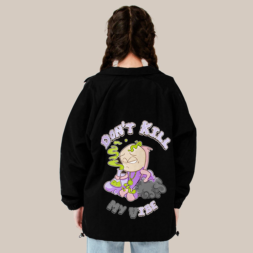 Áo khoác nữ vải dù màu đen form rộng Don't Kill My Vibe - Chill Jacket