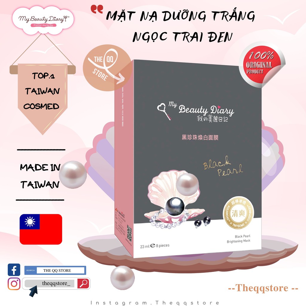 BẢN ĐÀI-Mặt nạ My Beauty Diary Đài Loan miếng lẻ Ngọc Trai Đen, Yến Đỏ, Chim Cánh Cụt, O2, Mèo Taipei, Gấu Bắc Cực