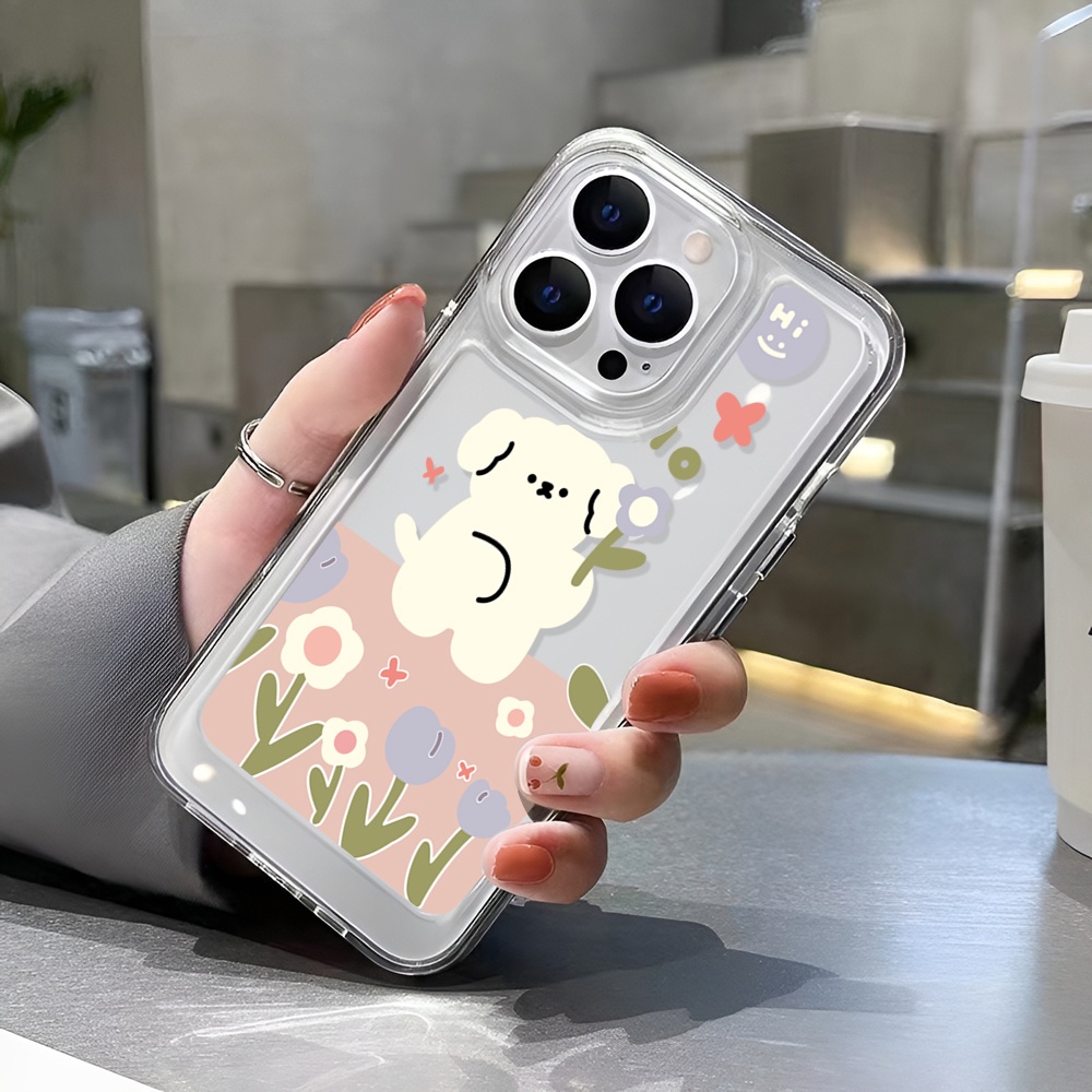 Ốp Điện Thoại Tpu Trong Suốt In Hình Chó Và Hoa Cho iphone 14 Plus 11 13promax 12 7Plus X XS Max 7 8 SE 2020