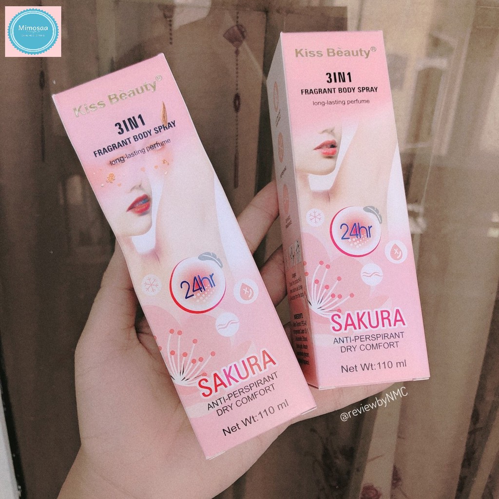 [THƠM MÁT SUỐT 12H] Xịt Khử Mùi Trắng Da Sakurra 3 in 1 Chai 110ml, Sản Phẩm Khử Mùi Hương Hoa Anh Đào