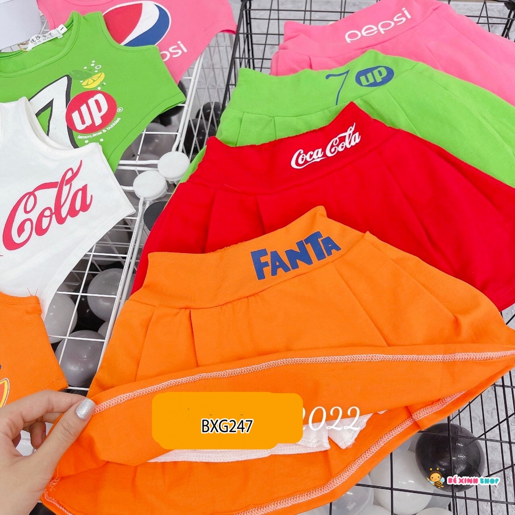 Set Áo Nước Ngọt Kèm Chân Váy Dễ Thương Cho Bé Gái BXG245