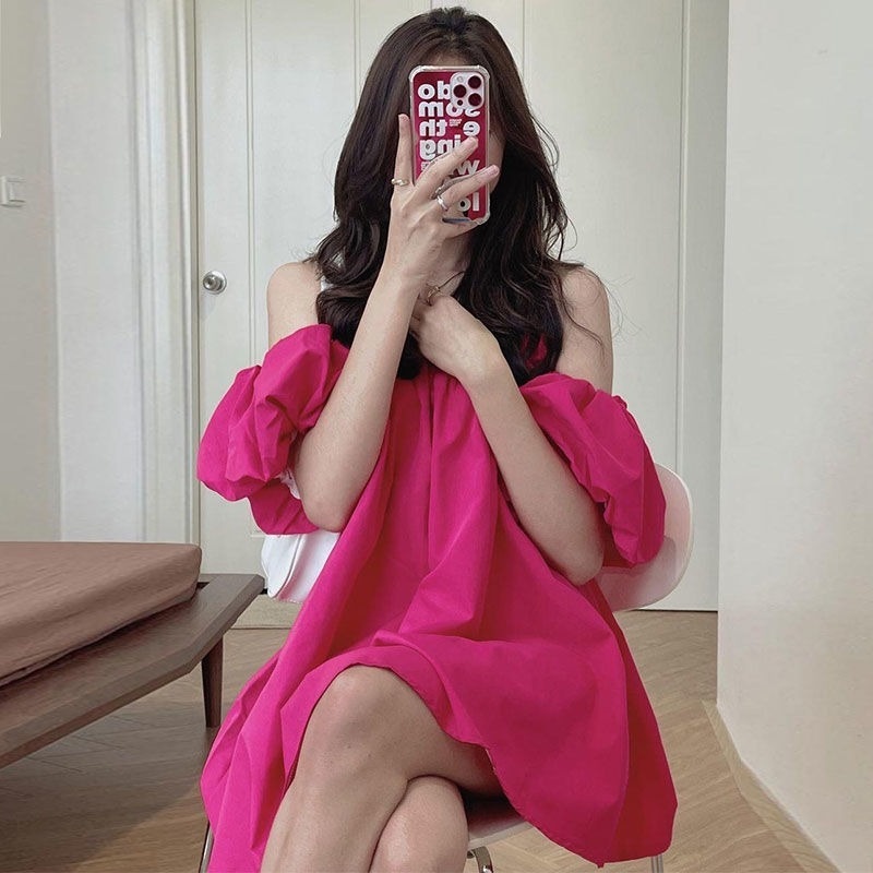 Đầm Ngắn Trễ Vai Tay Phồng Dáng Rộng Phong Cách Pháp Cổ Điển Thời Trang Mùa Hè Dành Cho Nữ