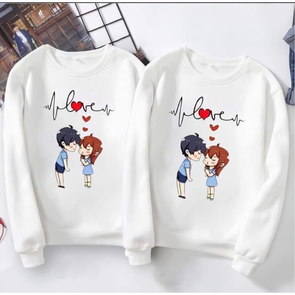 áo nỉ siêu dễ thương chibi tình yêu kèm nhịp tim vải loại 1, giá tận xưởng
