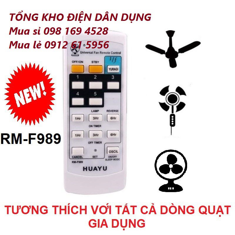 Điều khiển quạt đa năng RM-F989 cho tất cả dòng quạt bàn quạt treo tường quạt trần