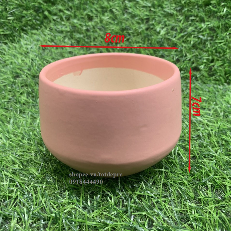 Chậu gốm sứ trồng sen đá - Chậu trồng cây để bàn nhiều màu đẹp kiểu dáng dễ thương có lỗ thoát nước