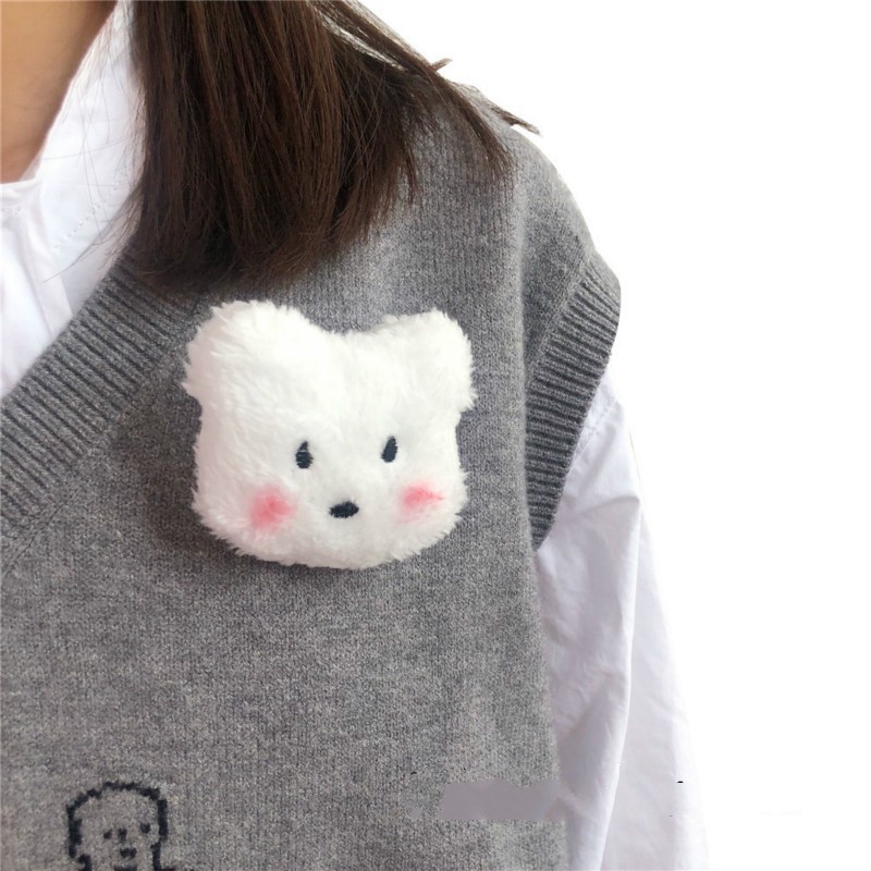 Ghim Cài Áo Hình Gấu Phối Lông Thời Trang 23579