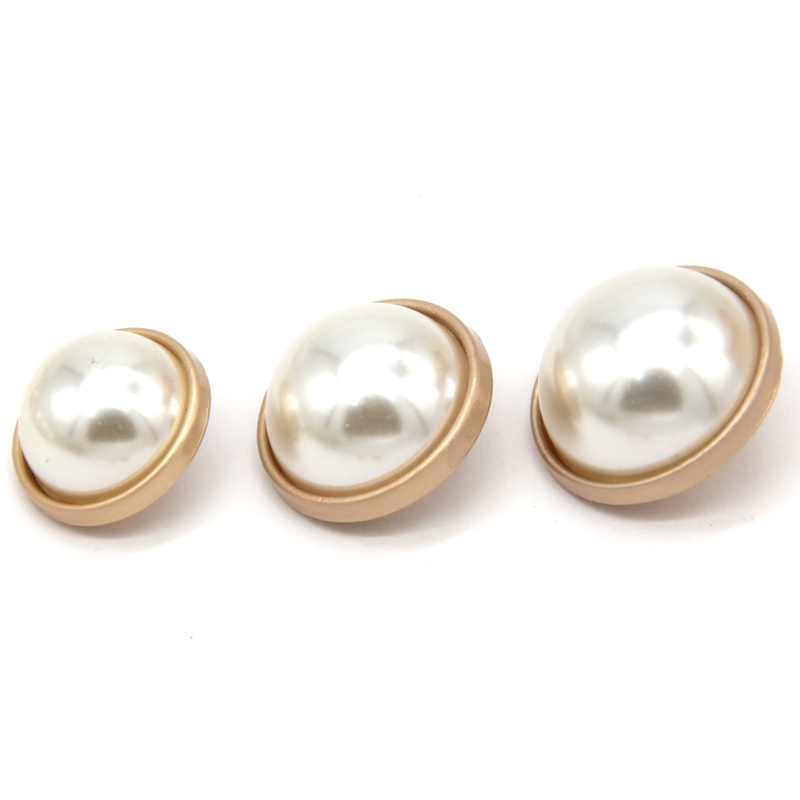 Set 6 Nút Tròn Lớn 15 / 20 / 25mm Bằng Kim Loại Đính Ngọc Trai Trang Trí Áo Khoác Blazer Thời Trang