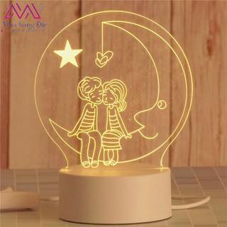 [Quà Tặng Người yêu] Đèn led giáng sinh 3D love 💋❤❤