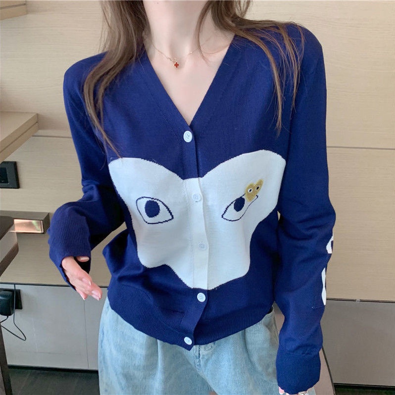 Áo khoác cardigan dệt kim mỏng cổ chữ V tay dài thời trang nữ