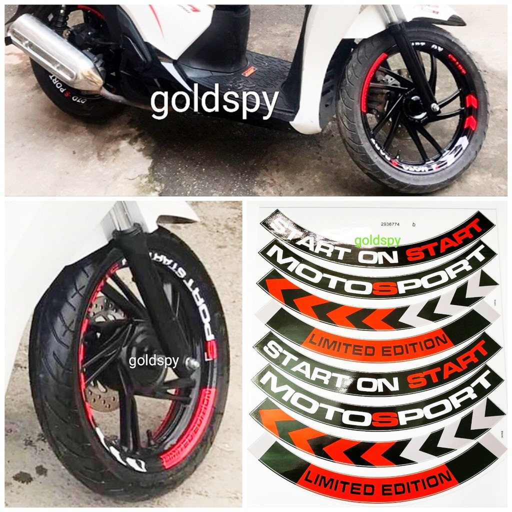 Tem Dán Vành Dán Mâm Xe Máy - Tem Decal MOTO SPORT ( giá 1 bộ)