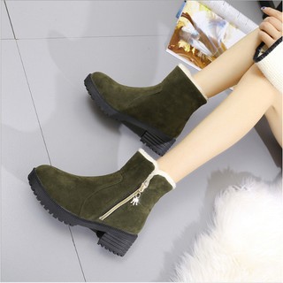 Boots lông khóa kéo