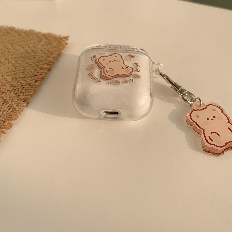Vỏ case gấu bảo vệ bao đựng tai nghe airpods 1 2 PRO - Ốp airpods chống va đập, trong suốt in hình