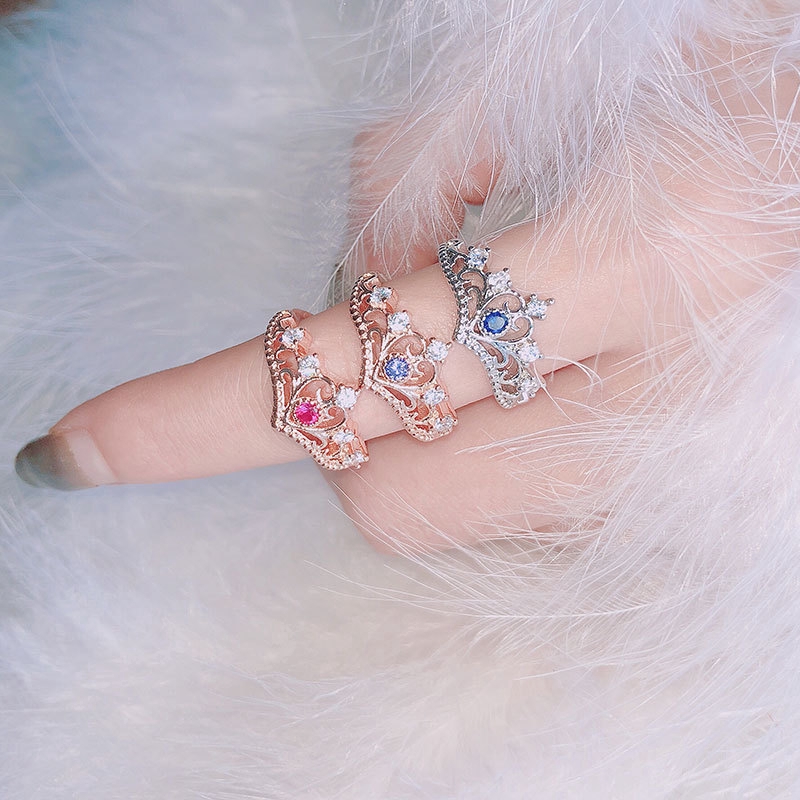Nhẫn ZHOUYANG KBR212/ KBR257/ KBR281 thiết kế vương miện đính đá zircon nhiều màu sắc tùy chọn thời trang