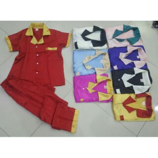 Pijama phi bóng quần dài tay ngắn