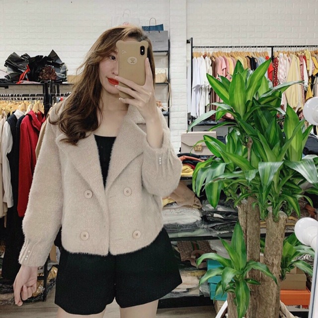 Áo dạ lông dáng ngắn tay Ngọc