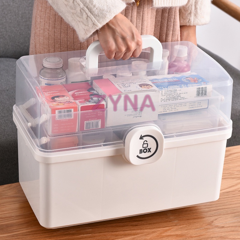 Hộp Đựng Dụng Cụ Sơ Cứu 3/2 Tầng Bằng Nhựa Thiết Kế Nhỏ Gọn Có Tay Cầm Đa Năng Cho Gia Đình