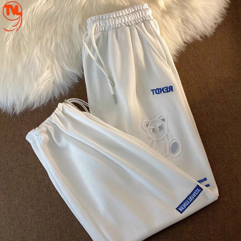 Quần jogger nữ TVL1999, quần dài nữ dập nổi hình panda dây rút điều chỉnh chốt gấu mặc được 2 kiểu bo gấu hoặc để suông