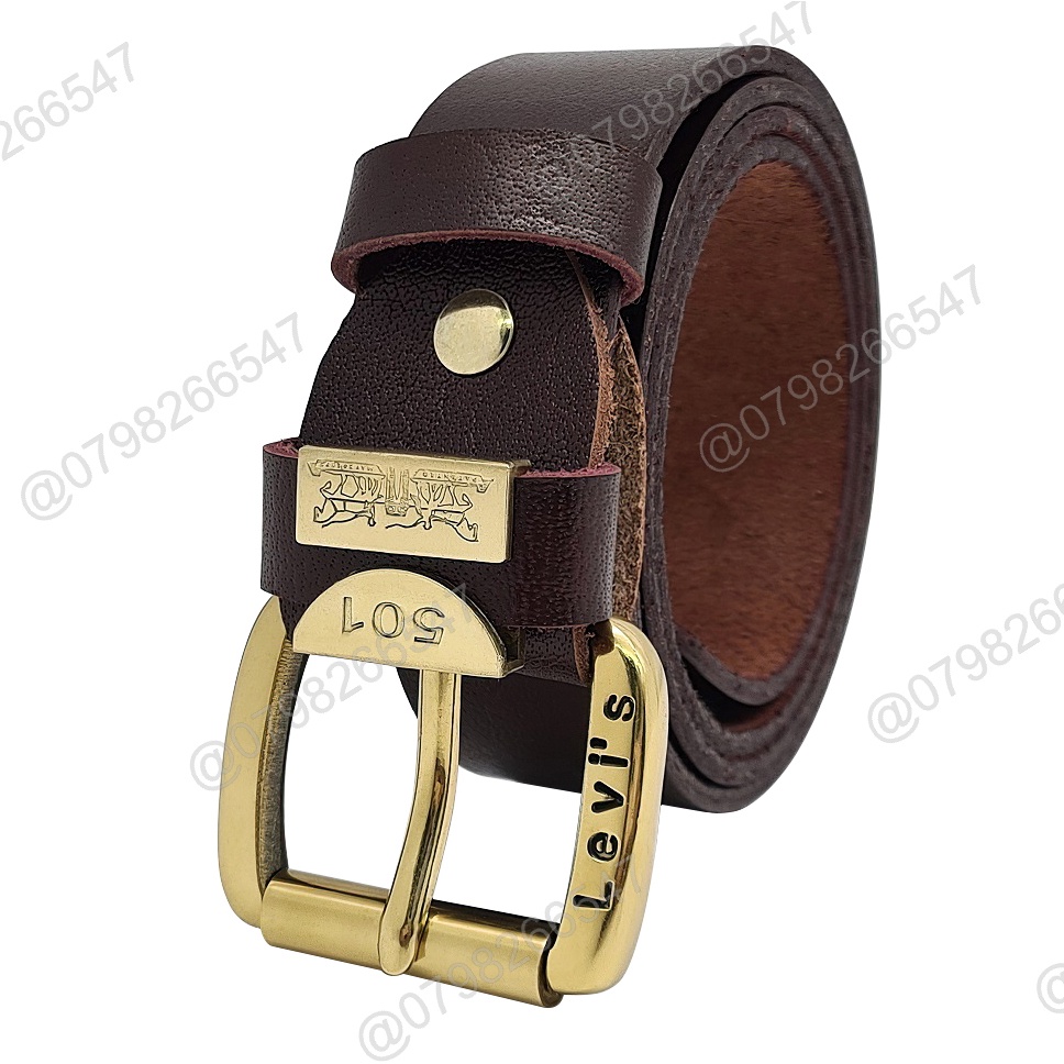 Dây nịt nam da bò thật DHM-344 | Mặt khoá kim tròn đầu đồng nặng nguyên khối | Bảo hành 12 tháng