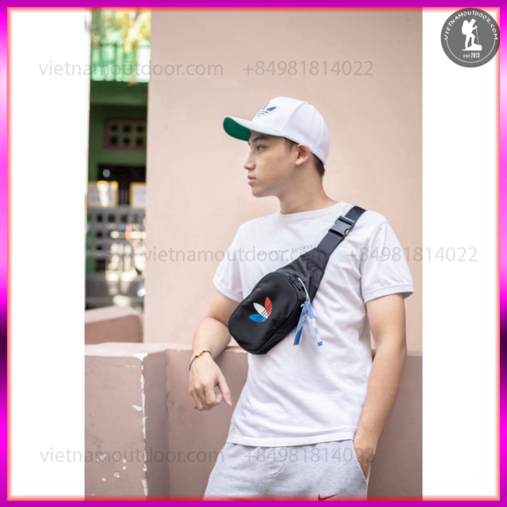 Túi Đeo Chéo B185 Essential Tricolor Waist Bag Black GN5455 [ BẢO HÀNH TRỌN ĐỜI ] XỊN