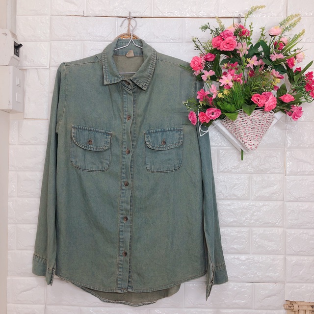 Áo sơ mi jean denim Hàn Quốc unisex