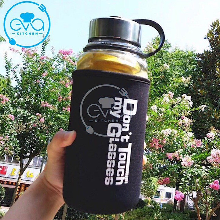 Bình Đựng Nước Thuỷ Tinh Love To Drink 700ml Tặng Kèm Vỏ Bọc Vải Neoprene