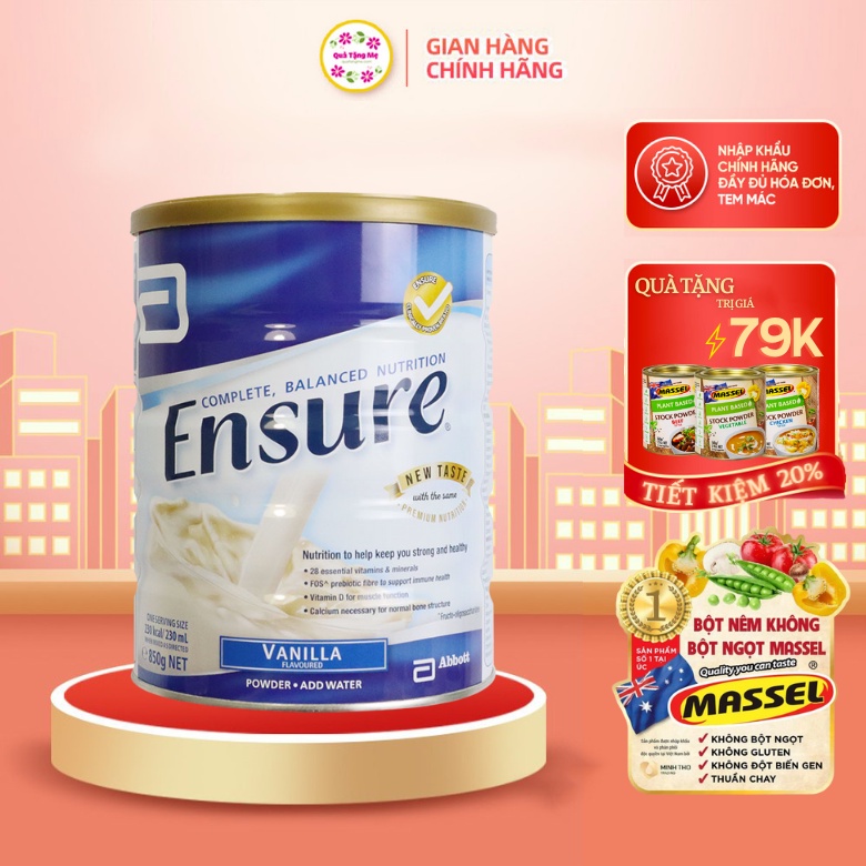 Sữa bột ensure abbott hương vanila 850g Úc quatangme