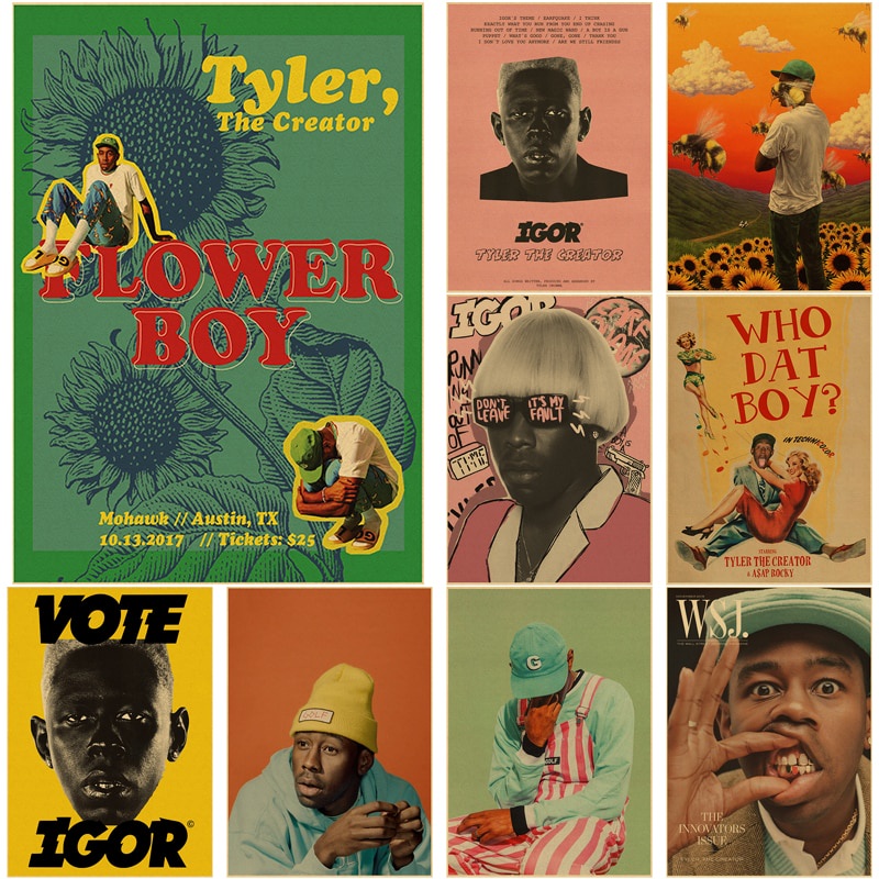Poster Giấy Kraft Treo Tường Trang Trí In Hình Rapper Tyler The Creator