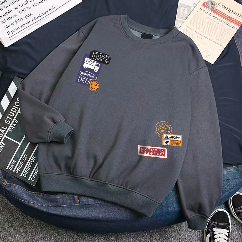 Áo len cổ tròn tay dài dáng rộng phong cách thời trang Hồng Kông cho nam và nữ M-8Xl