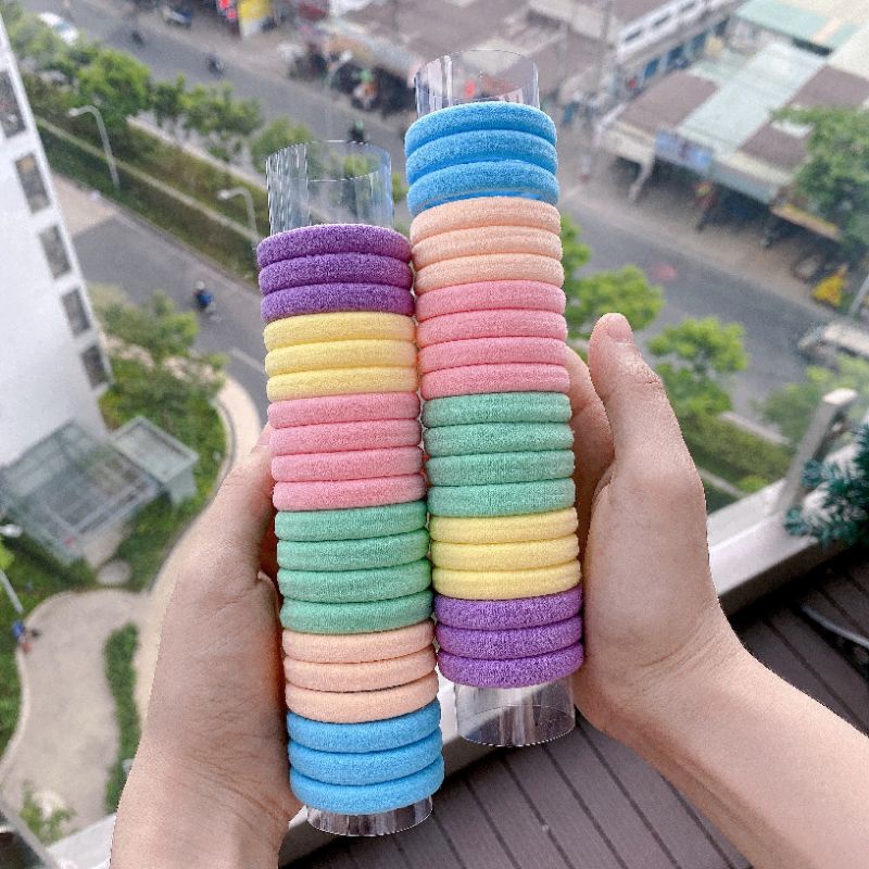 Set ống thun cột tóc 20 dây nhiều màu co dãn sang xịn phong cách hàn quốc