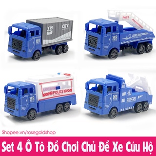  Đồ Chơi Set 4 Ô Tô Cứu Hộ Chạy Cót Nhựa Cao Cấp Cho Bé, Đồ Chơi Cho Bé Thỏa Sức Sáng Tạo