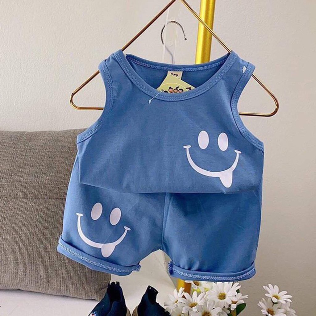 Bộ áo ba lỗ sát nách bé trai bé gái Hình Mặt Cười 100% Cotton. áo thun bé trai bé gái từ 6-18kg KANGMIN KIDS