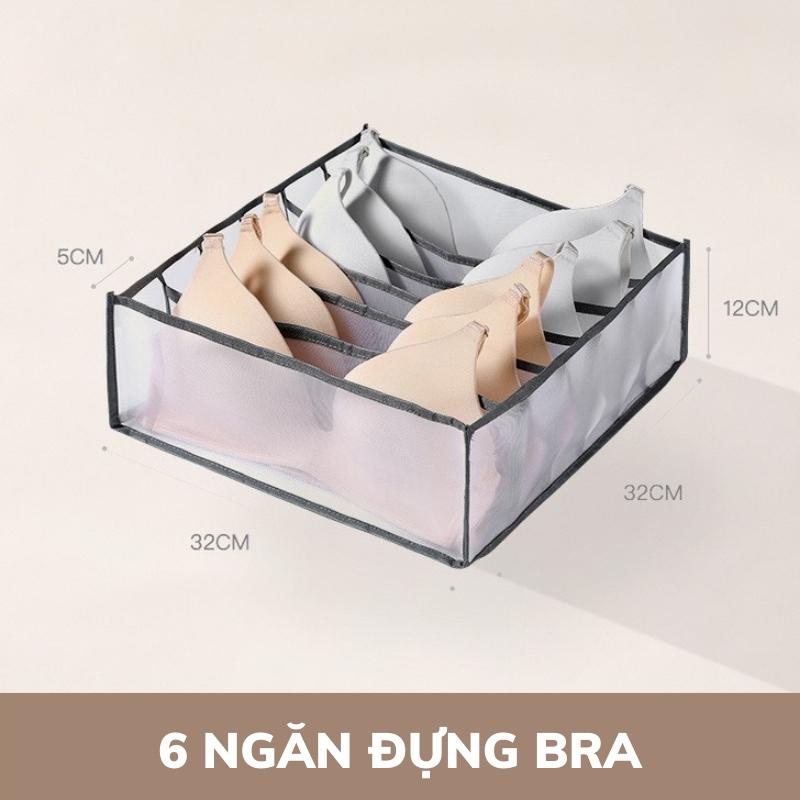 Hộp đựng đồ lót quần áo chia ngăn, khay vải lưới sắp xếp tủ quần áo gọn gàng 88308
