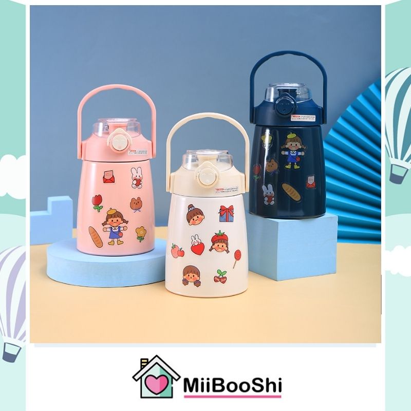 Bình giữ nhiệt ulike có ống hút inox 304 850ml giữ nhiệt 12h tặng sticker trang trí Miibooshi D2.084.DAM